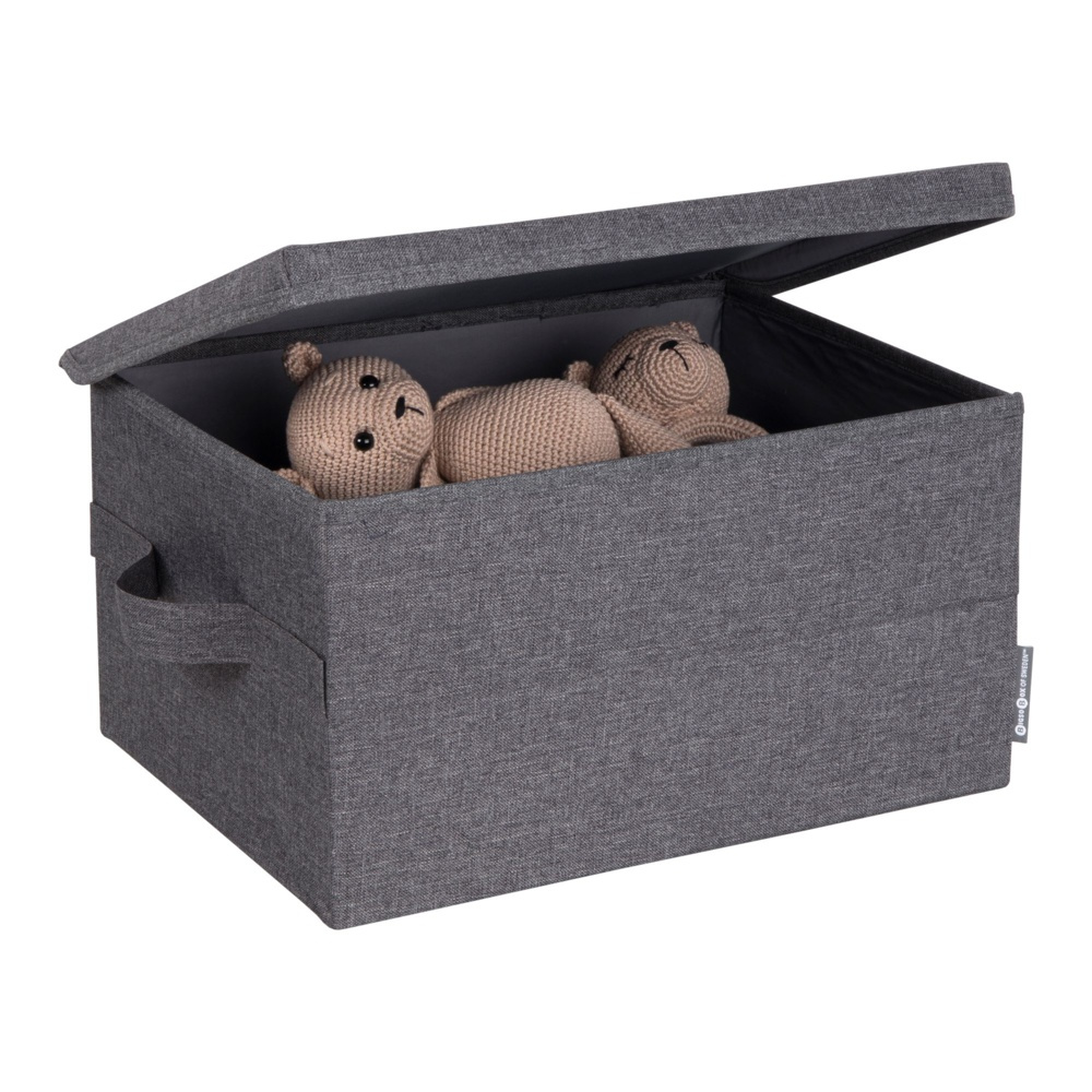 Box i tyg med lock, BIGSO MEDIUM SOFT STORAGE 40 x 30 x H 22 cm, Grå i gruppen Förvaring / Förvaringslådor / BigSo förvaringslådor hos SmartaSaker.se (40222)
