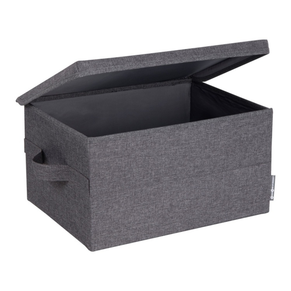 Box i tyg med lock, BIGSO MEDIUM SOFT STORAGE 40 x 30 x H 22 cm, Grå i gruppen Förvaring / Förvaringslådor / BigSo förvaringslådor hos SmartaSaker.se (40222)