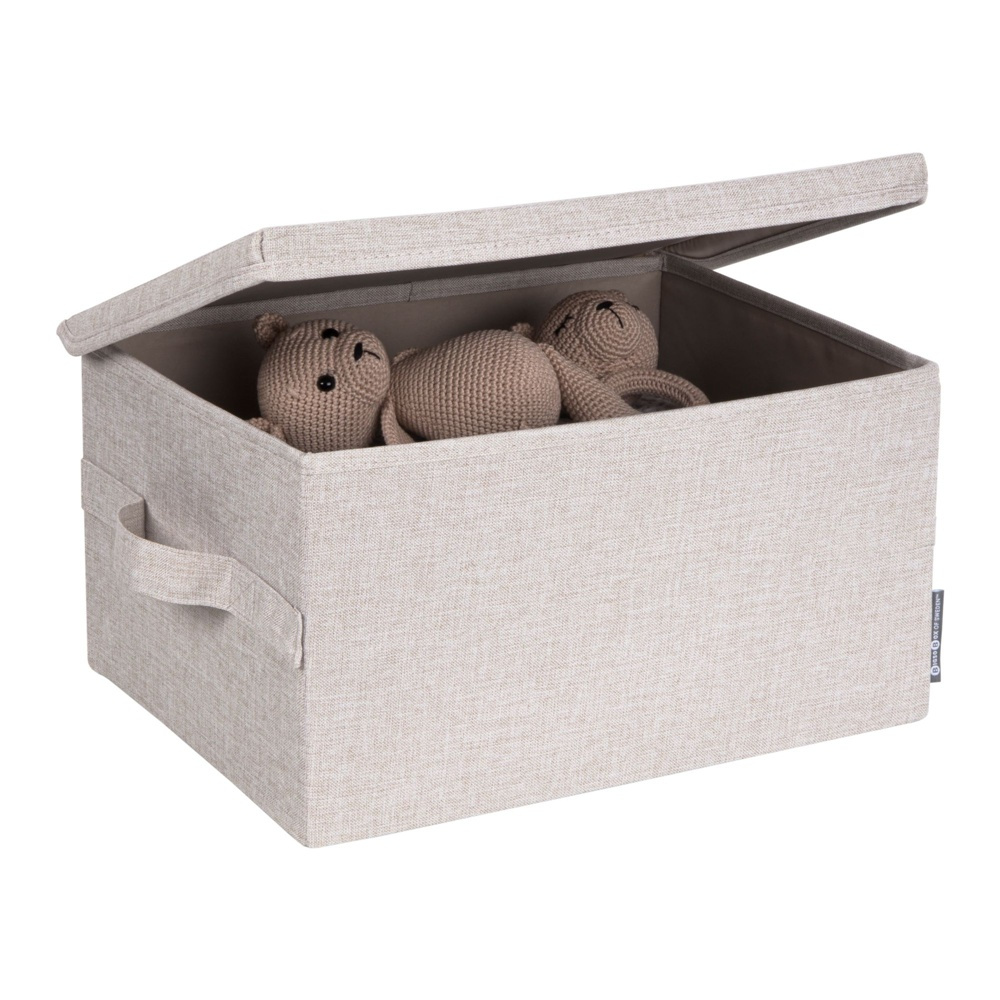 Box i tyg med lock, BIGSO MEDIUM SOFT STORAGE, 40 x 30 x H 22 cm, Beige i gruppen Förvaring / Förvaringslådor / BigSo förvaringslådor hos SmartaSaker.se (40223)