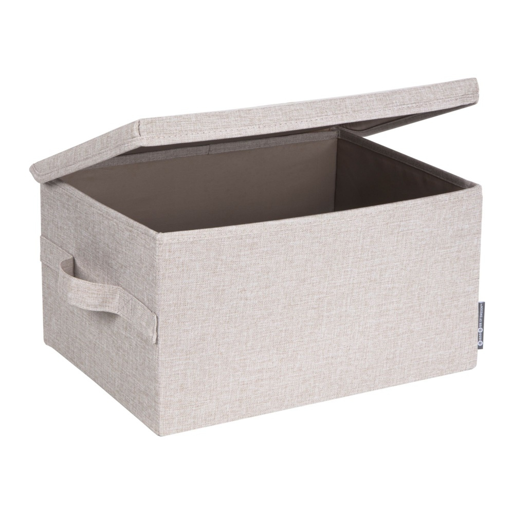 Box i tyg med lock, BIGSO MEDIUM SOFT STORAGE, 40 x 30 x H 22 cm, Beige i gruppen Förvaring / Förvaringslådor / BigSo förvaringslådor hos SmartaSaker.se (40223)