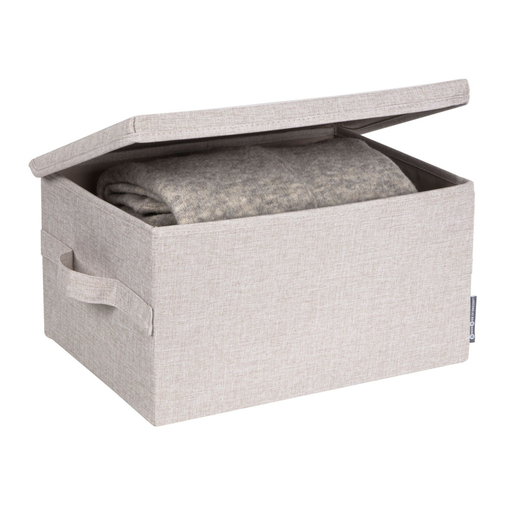 Box i tyg med lock, BIGSO MEDIUM SOFT STORAGE, 40 x 30 x H 22 cm, Beige i gruppen Förvaring / Förvaringslådor / BigSo förvaringslådor hos SmartaSaker.se (40223)