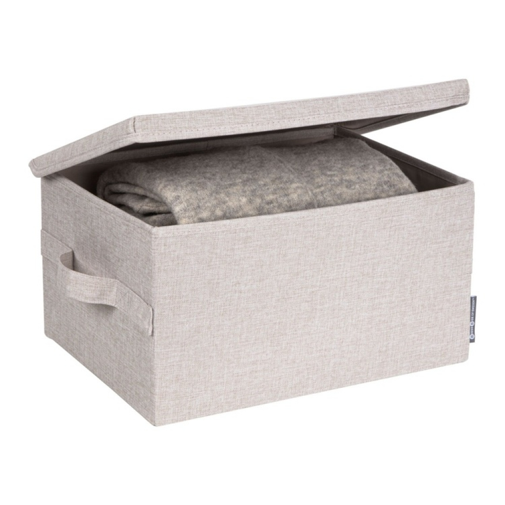 Box i tyg med lock, BIGSO MEDIUM SOFT STORAGE, 40 x 30 x H 22 cm, Beige i gruppen Förvaring / Förvaringslådor / BigSo förvaringslådor hos SmartaSaker.se (40223)
