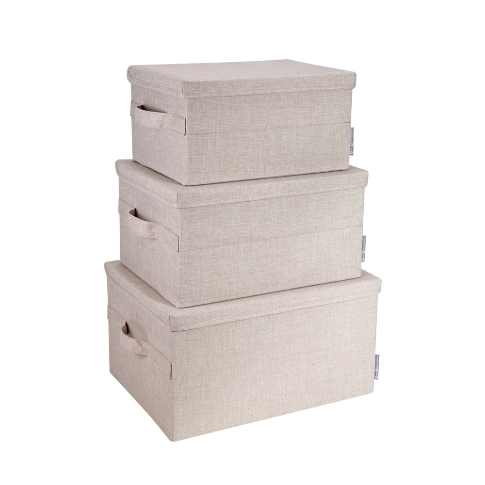 Box i tyg med lock, BIGSO MEDIUM SOFT STORAGE, 40 x 30 x H 22 cm, Beige i gruppen Förvaring / Förvaringslådor / BigSo förvaringslådor hos SmartaSaker.se (40223)