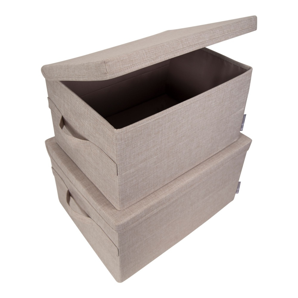 Box i tyg med lock, BIGSO MEDIUM SOFT STORAGE, 40 x 30 x H 22 cm, Beige i gruppen Förvaring / Förvaringslådor / BigSo förvaringslådor hos SmartaSaker.se (40223)