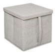 Box i tyg med lock, ORGA STORAGE BOX CUBE, 31 x 31 x H 31 cm, Beige-Grå