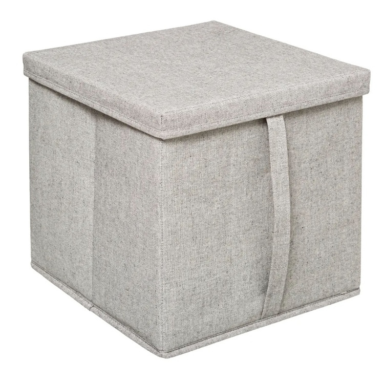 Box i tyg med lock, ORGA STORAGE BOX CUBE, 31 x 31 x H 31 cm, Beige-Grå i gruppen Förvaring / Garderobsförvaring hos SmartaSaker.se (40226)