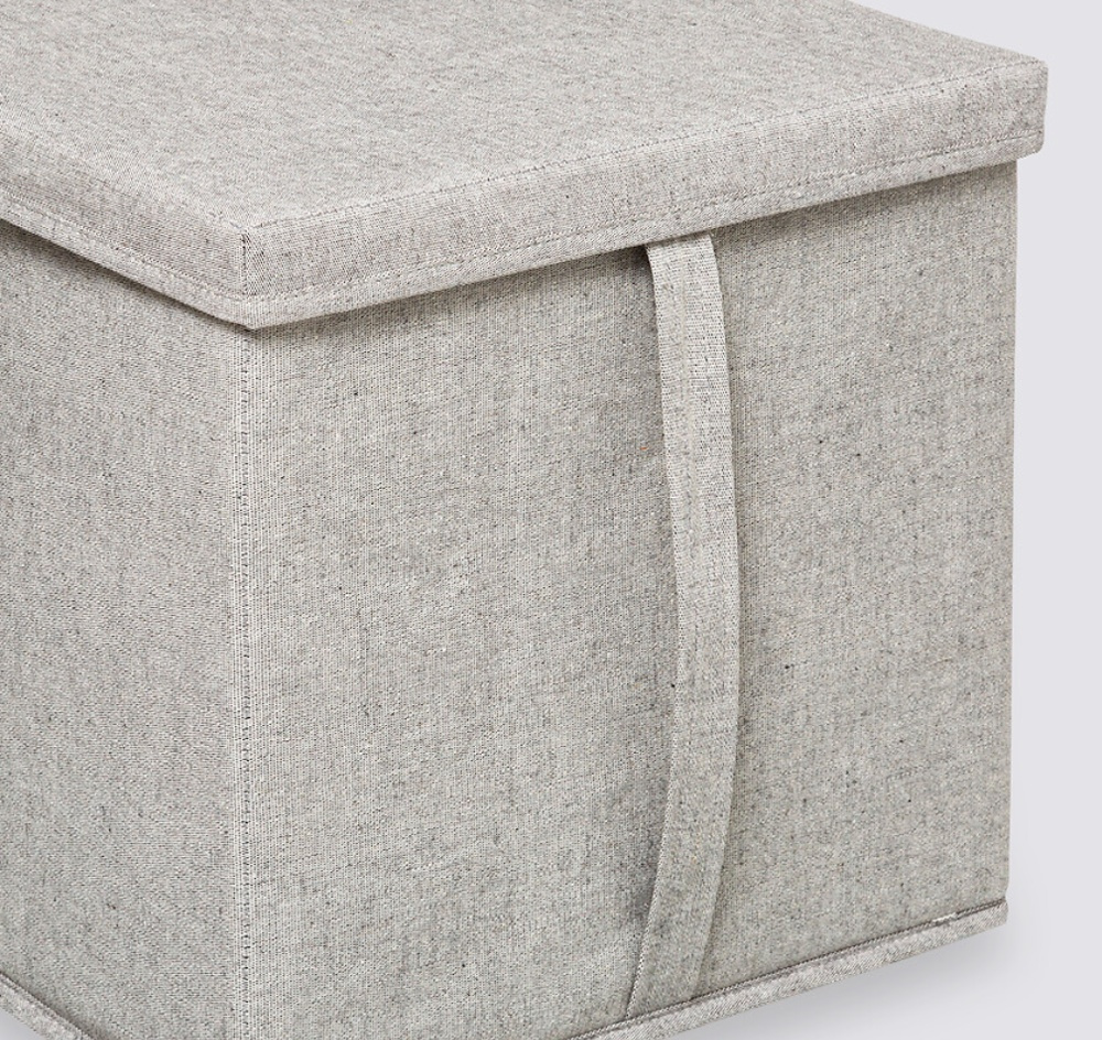 Box i tyg med lock, ORGA STORAGE BOX CUBE, 31 x 31 x H 31 cm, Beige-Grå i gruppen Förvaring / Garderobsförvaring hos SmartaSaker.se (40226)