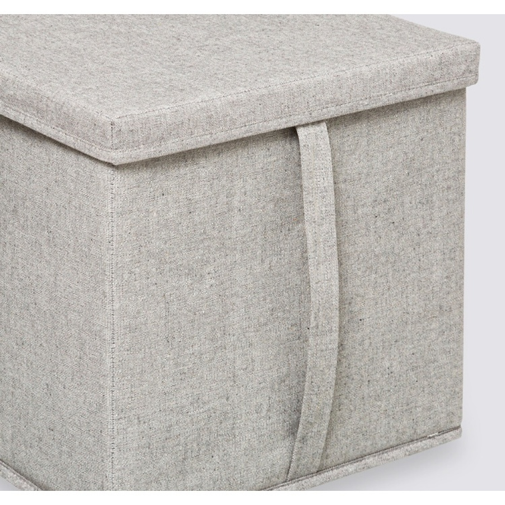 Box i tyg med lock, ORGA STORAGE BOX CUBE, 31 x 31 x H 31 cm, Beige-Grå i gruppen Förvaring / Garderobsförvaring hos SmartaSaker.se (40226)