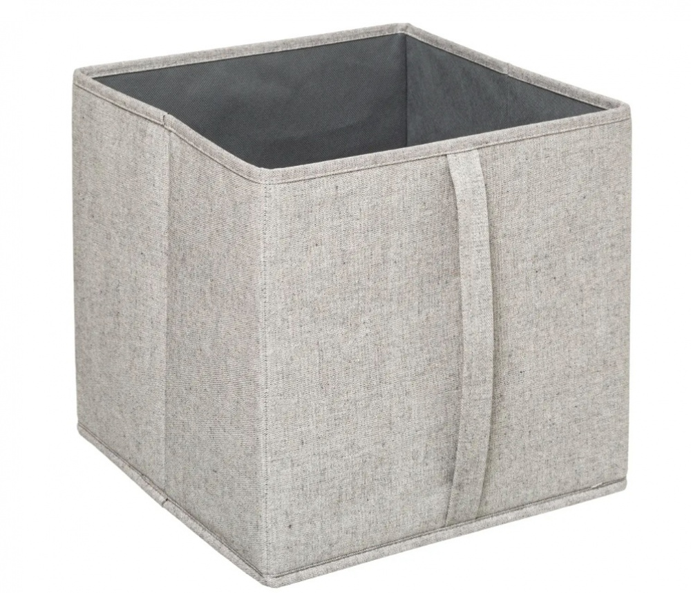 Box i tyg med lock, ORGA STORAGE BOX CUBE, 31 x 31 x H 31 cm, Beige-Grå i gruppen Förvaring / Garderobsförvaring hos SmartaSaker.se (40226)