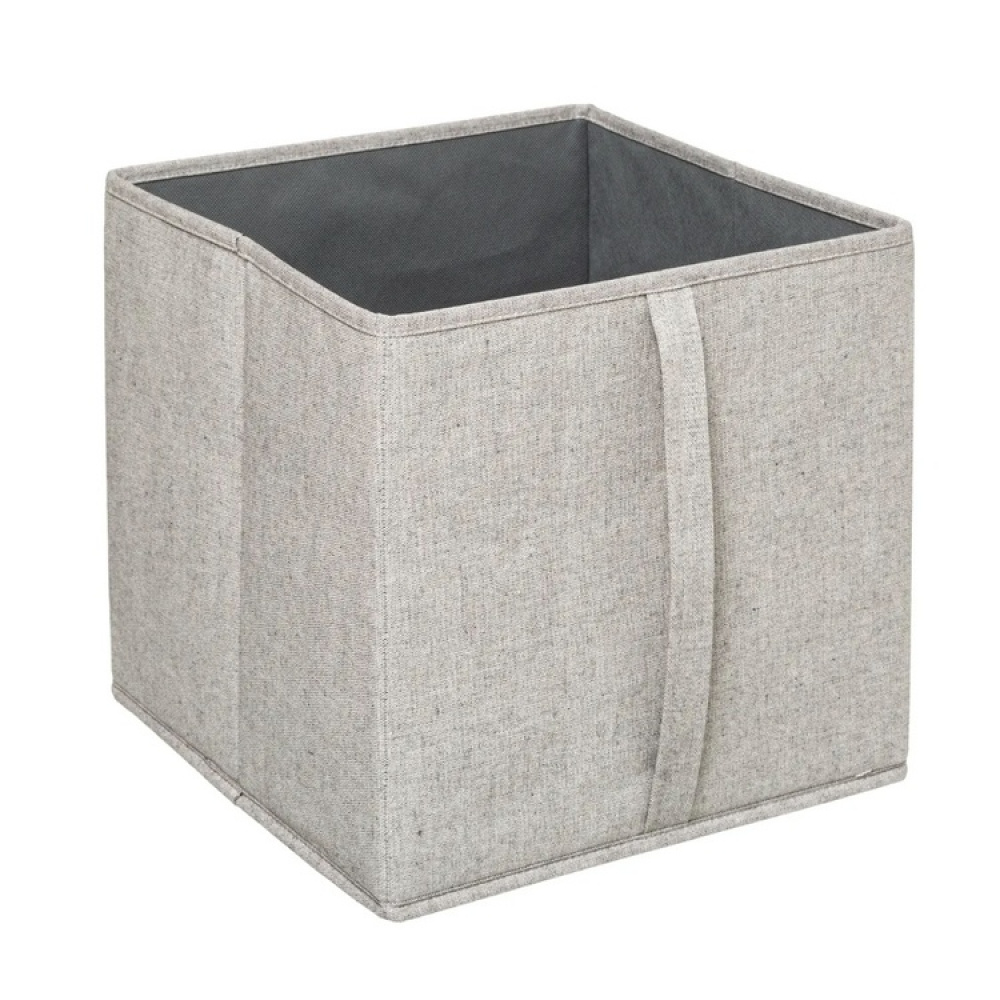 Box i tyg med lock, ORGA STORAGE BOX CUBE, 31 x 31 x H 31 cm, Beige-Grå i gruppen Förvaring / Garderobsförvaring hos SmartaSaker.se (40226)