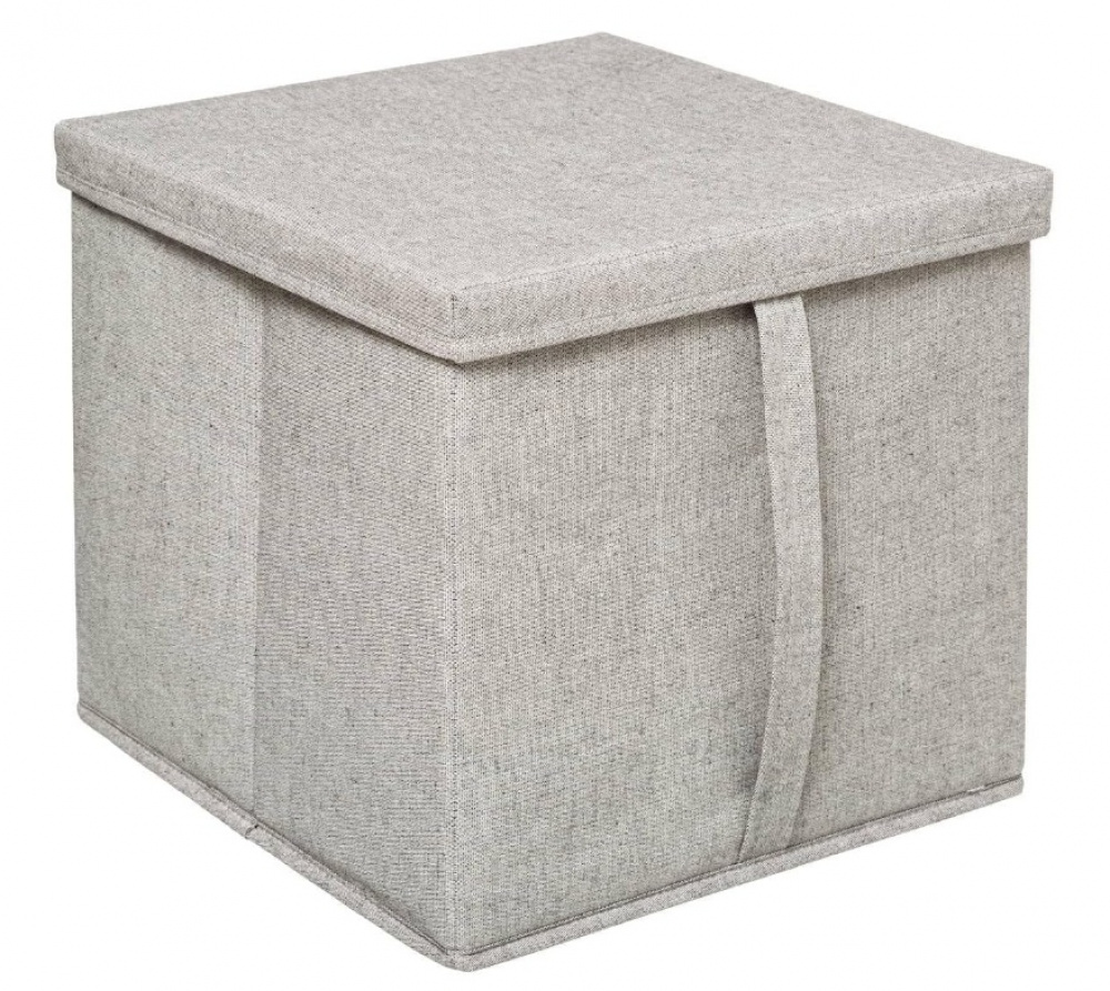 Box i tyg med lock, ORGA STORAGE BOX CUBE, 31 x 31 x H 31 cm, Beige-Grå i gruppen Förvaring / Garderobsförvaring hos SmartaSaker.se (40226)