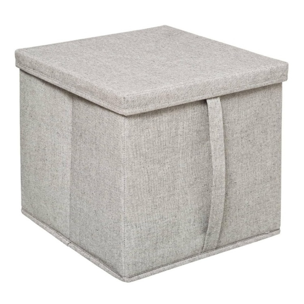 Box i tyg med lock, ORGA STORAGE BOX CUBE, 31 x 31 x H 31 cm, Beige-Grå i gruppen Förvaring / Garderobsförvaring hos SmartaSaker.se (40226)