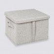 Box i tyg med lock, ORGA STORAGE BOX LARGE, 35 x 31 x H 25 cm, Beige-Grå Box i tyg med lock, ORGA STORAGE BOX LARGE, 35 x 31 x H 25 cm, Beige-Grå