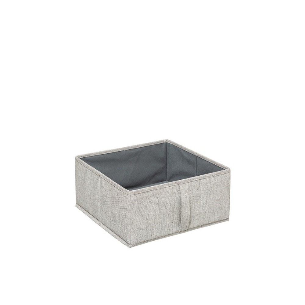 Box i tyg med lock, ORGA STORAGE BOX MEDIUM, 31 x 31 x H 15 cm, Beige-Grå i gruppen Förvaring / Garderobsförvaring hos SmartaSaker.se (40228)