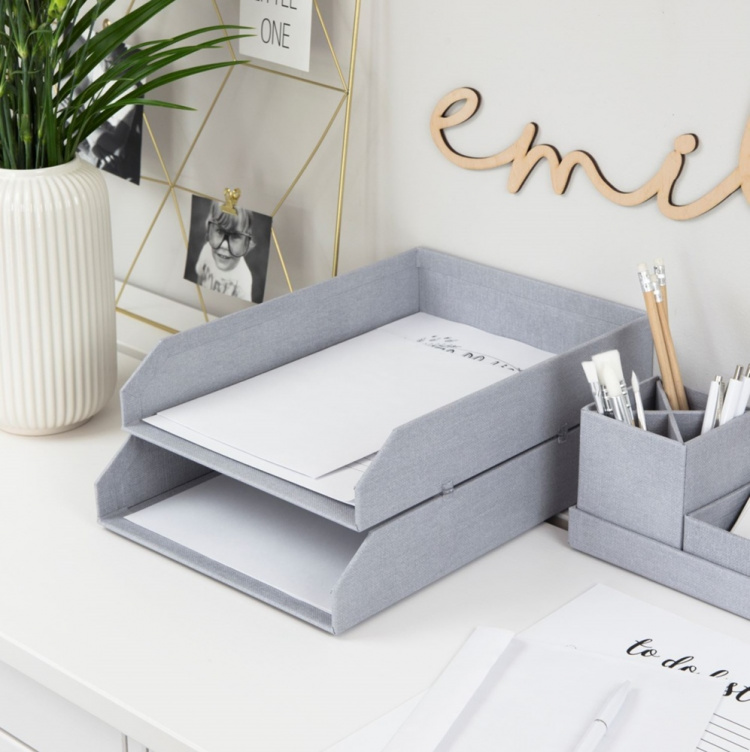Brevkorg i canvas 2 fack, Håkan canvas, Bigso, Ljusgrå i gruppen Förvaring / Kontorsmaterial hos SmartaSaker.se (40231-ash-grey)