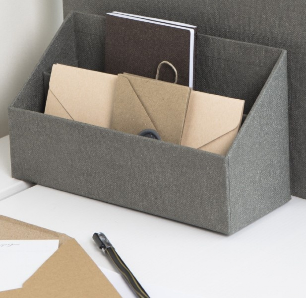 Brevställ, Canvas Laminat, GEORGE, 25,5 x 10 x H14,5 cm, Grå i gruppen Förvaring / Kontorsmaterial hos SmartaSaker.se (40234)