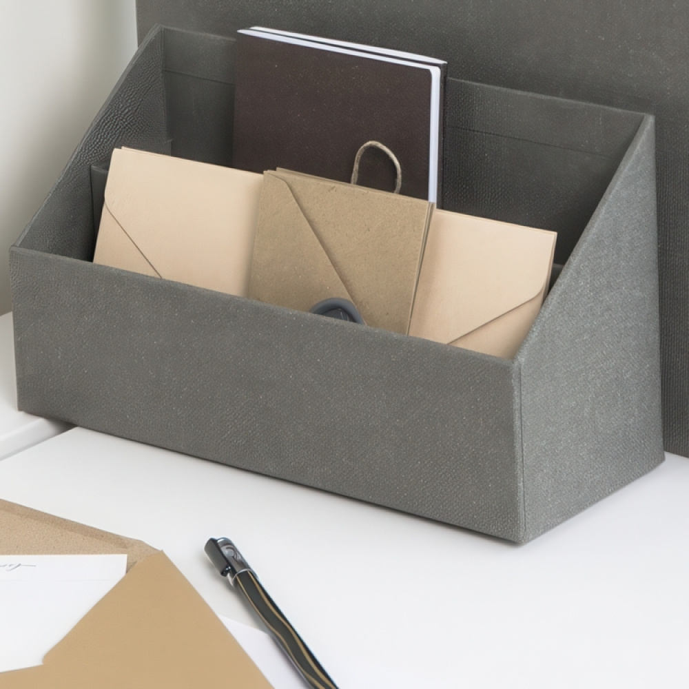 Brevställ, Canvas Laminat, GEORGE, 25,5 x 10 x H14,5 cm, Grå i gruppen Förvaring / Kontorsmaterial hos SmartaSaker.se (40234)