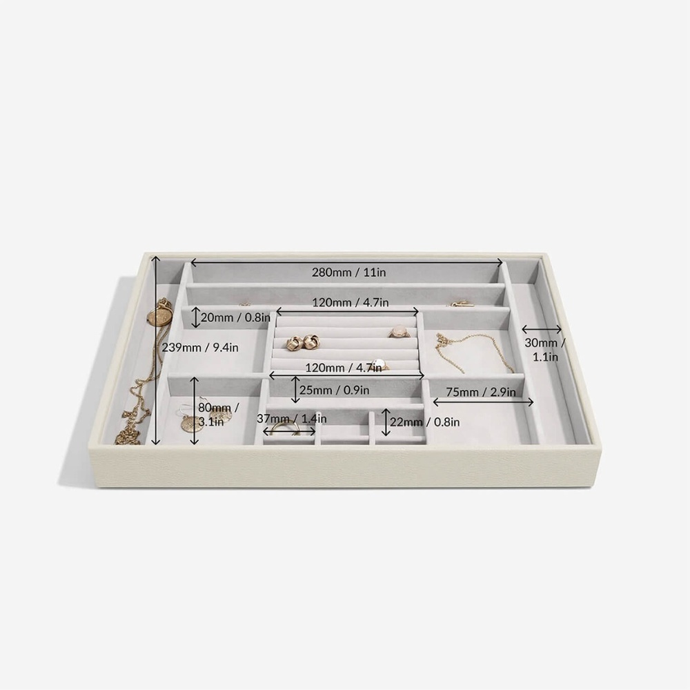 Bricka för smycken, 16 fack, Stort, SUPERSIZE STACKERS, 36 x 25 x H 4 cm, Oatmeal i gruppen Förvaring / Sovrumsförvaring / Smyckesförvaring hos SmartaSaker.se (40243)