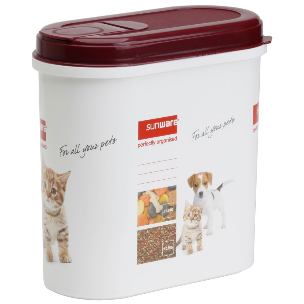 Burk för Djurfoder, 2,2 L, PET PITCHER, 20 x 10 x H 20 cm, Vit / Vinröd i gruppen Förvaring / Köksförvaring / Förvaringslådor och burkar hos SmartaSaker.se (40257)