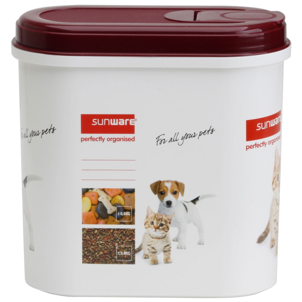 Burk för Djurfoder, 2,2 L, PET PITCHER, 20 x 10 x H 20 cm, Vit / Vinröd i gruppen Förvaring / Köksförvaring / Förvaringslådor och burkar hos SmartaSaker.se (40257)