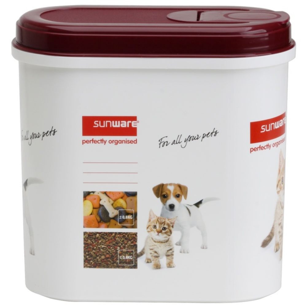 Burk för Djurfoder, 2,2 L, PET PITCHER, 20 x 10 x H 20 cm, Vit / Vinröd i gruppen Förvaring / Köksförvaring / Förvaringsburkar hos SmartaSaker.se (40257)