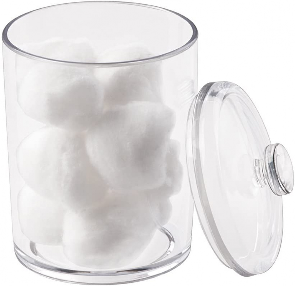 Burk för bomull, SMALL COTTON CANISTER, Ã˜ 8,5 x H13 cm, Klar akryl i gruppen Förvaring / Badrumsförvaring / Sminkförvaring hos SmartaSaker.se (40258)