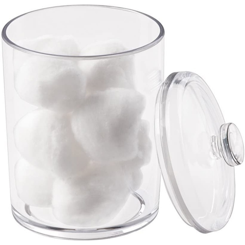 Burk för bomull, SMALL COTTON CANISTER, Ø 8,5 x H13 cm, Klar akryl i gruppen Förvaring / Badrumsförvaring / Sminkförvaring hos SmartaSaker.se (40258)