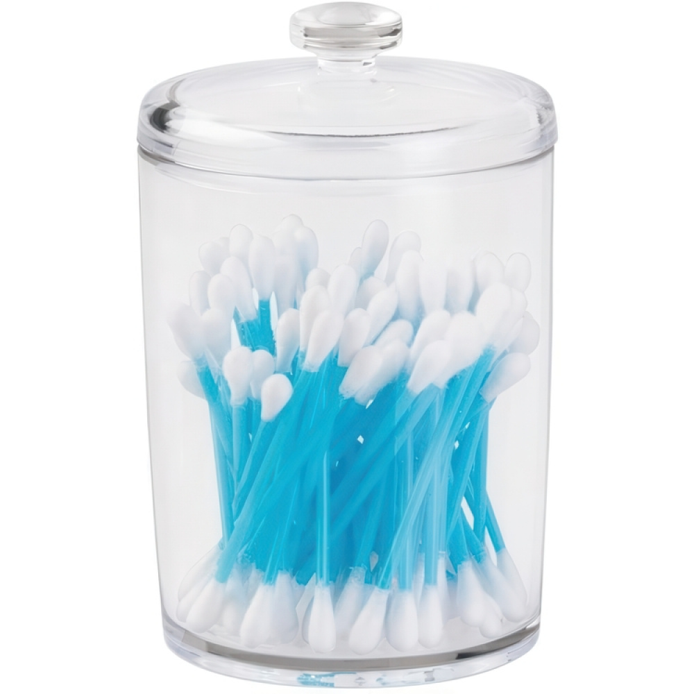 Burk för bomull, SMALL COTTON CANISTER, Ø 8,5 x H13 cm, Klar akryl i gruppen Förvaring / Badrumsförvaring / Sminkförvaring hos SmartaSaker.se (40258)