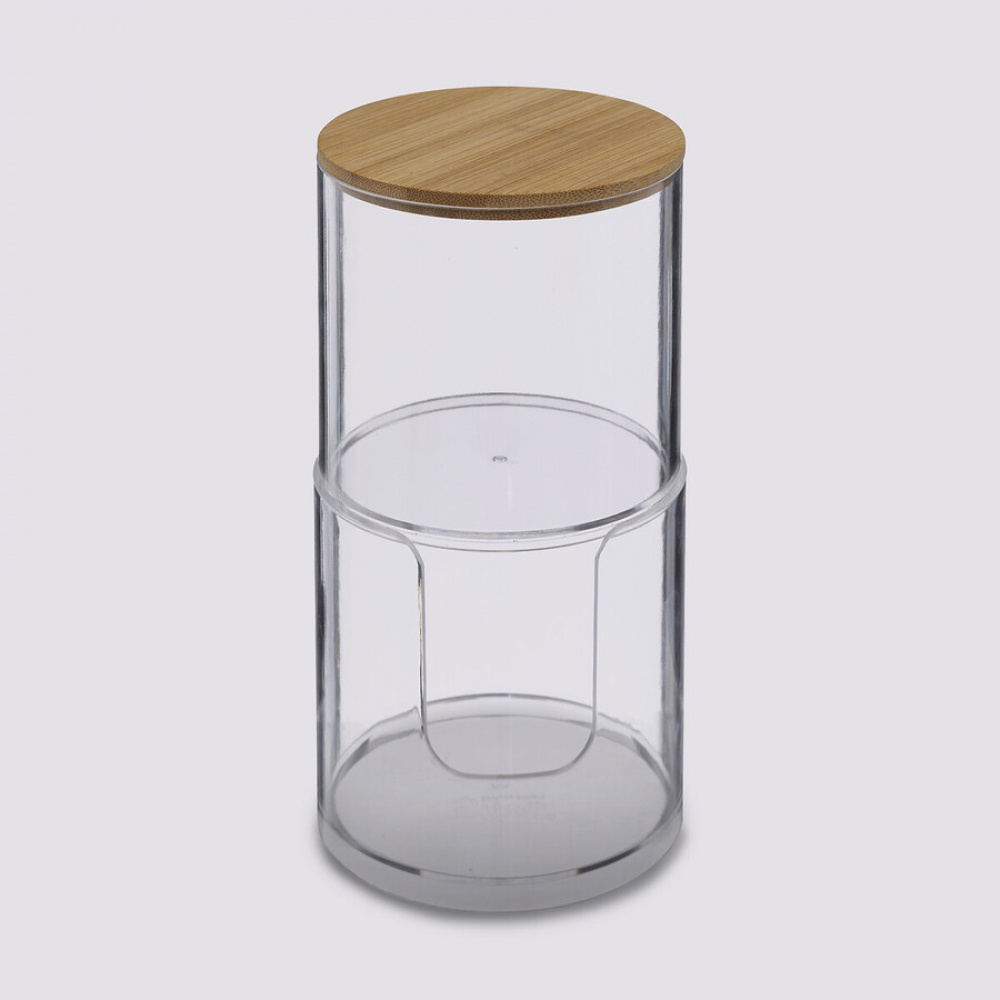 Burk för bomullspads & tops, SELENA BAMBOO, Ø 9,7 x H 18,1 cm, Klar / Natur i gruppen Förvaring / Badrumsförvaring / Sminkförvaring hos SmartaSaker.se (40260)