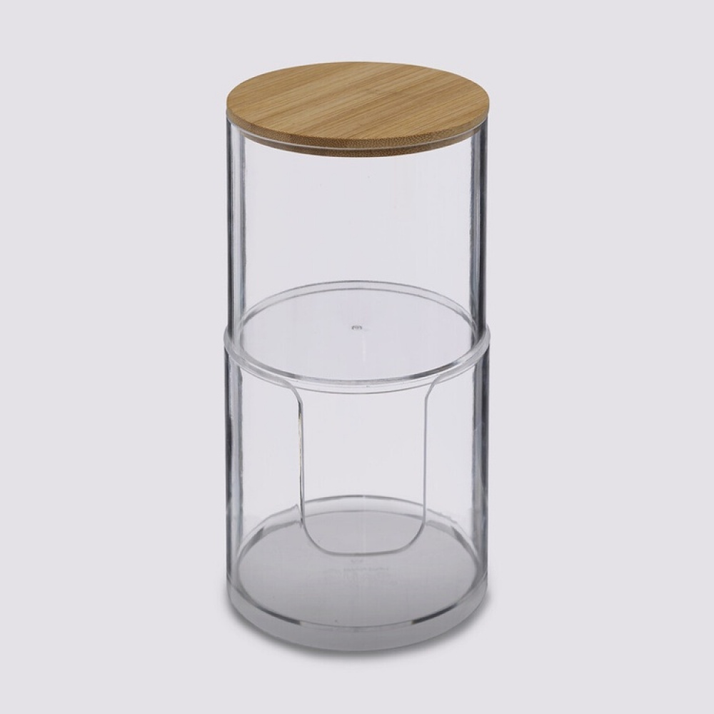 Burk för bomullspads & tops, SELENA BAMBOO, Ø 9,7 x H 18,1 cm, Klar / Natur i gruppen Förvaring / Badrumsförvaring / Sminkförvaring hos SmartaSaker.se (40260)