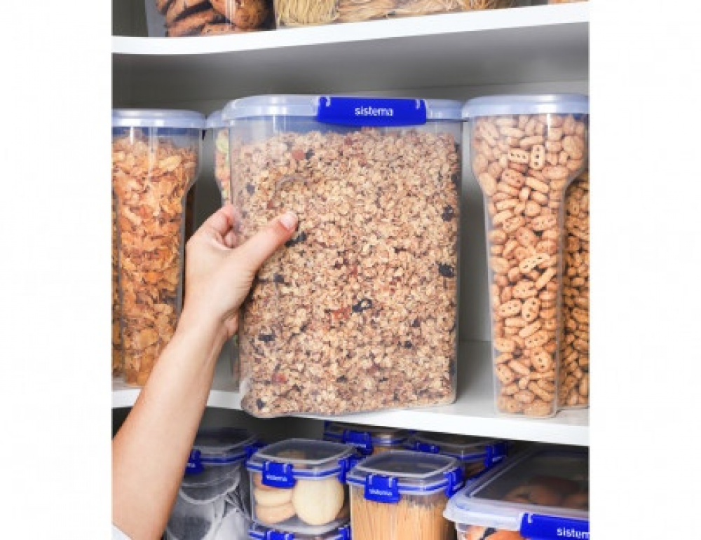 Burk för flingor, Stor, 4,2 L KLIP IT + , CEREAL, Sistema, Klar / Kornblå i gruppen Förvaring / Köksförvaring / Förvaringslådor och burkar / Sistema hos SmartaSaker.se (40265)