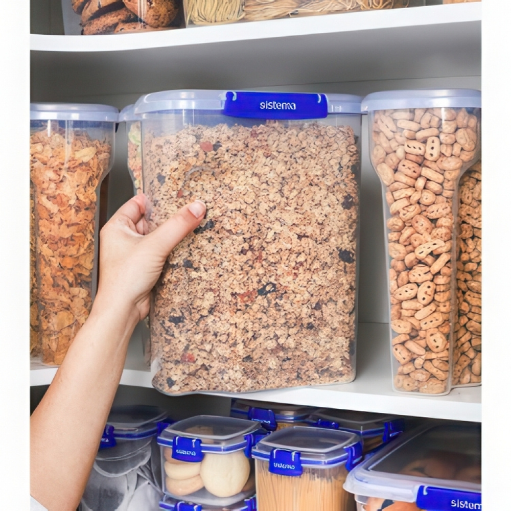 Burk för flingor, Stor, 4,2 L KLIP IT + , CEREAL, Sistema, Klar / Kornblå i gruppen Förvaring / Köksförvaring / Förvaringsburkar / Sistema förvaringsburkar hos SmartaSaker.se (40265)