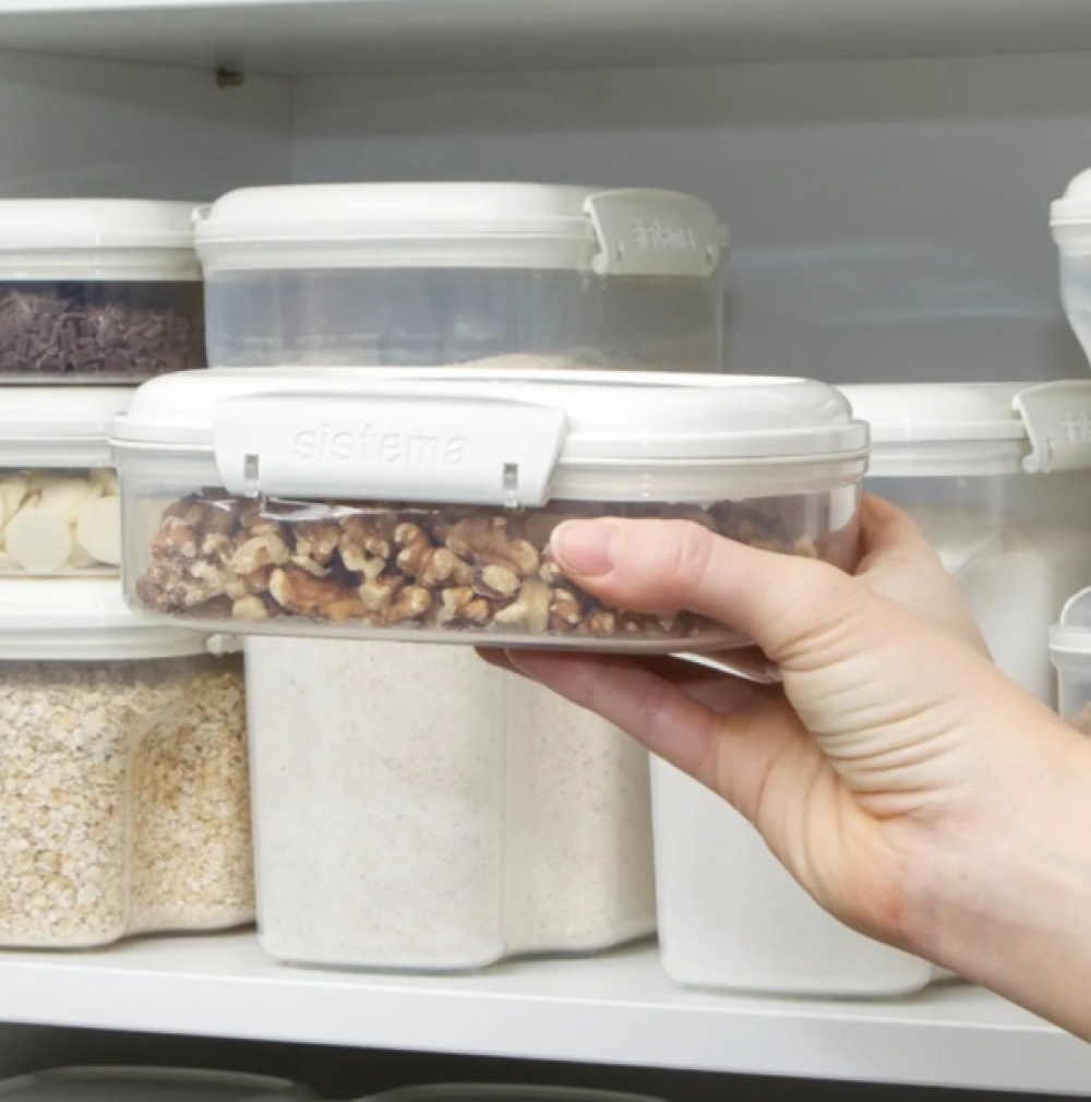 Burk för gryn, nötter mm, 685 ml, SISTEMA BAKE IT, Klar / Vit i gruppen Förvaring / Köksförvaring / Förvaringslådor och burkar hos SmartaSaker.se (40266)