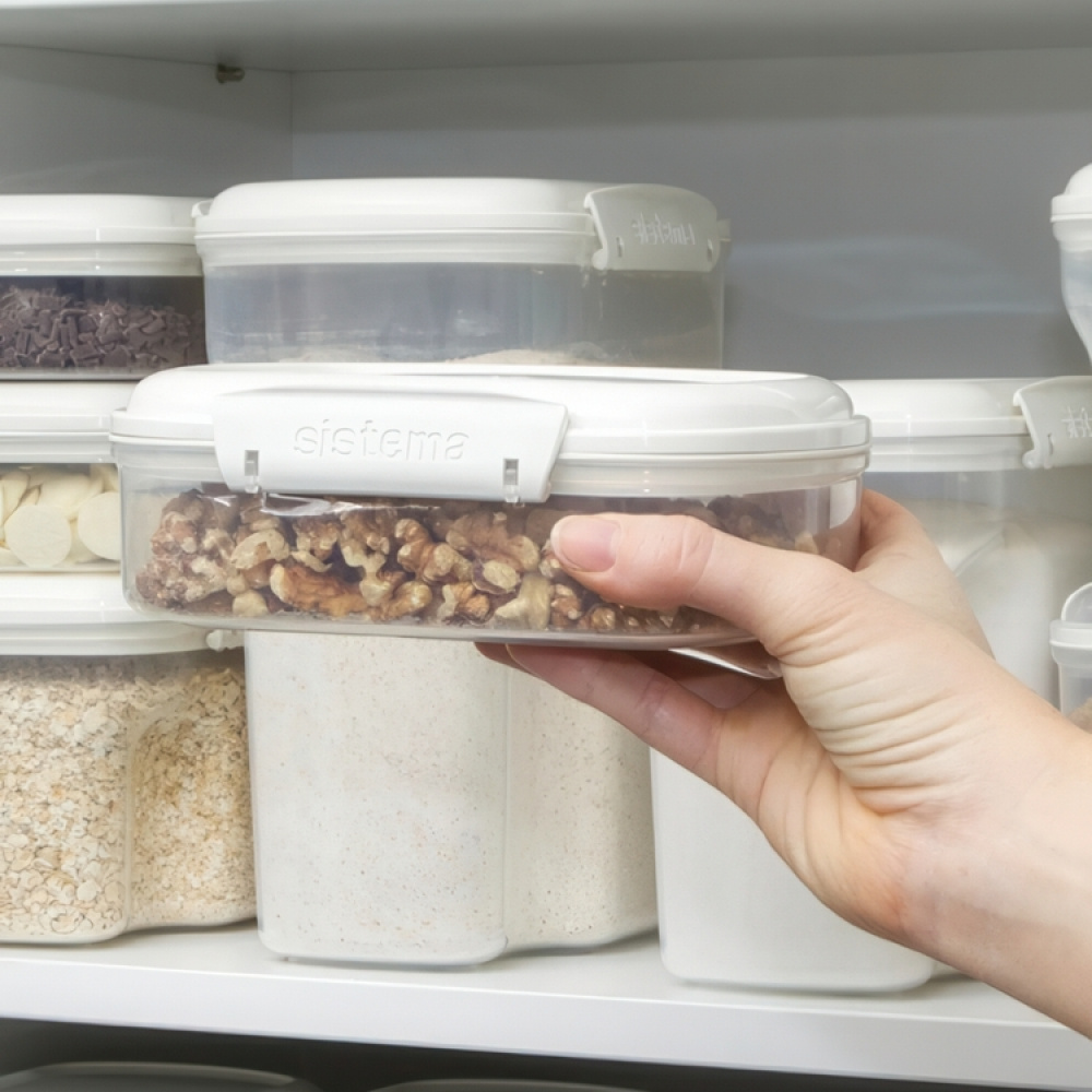 Burk för gryn, nötter mm, 685 ml, SISTEMA BAKE IT, Klar / Vit i gruppen Förvaring / Köksförvaring / Förvaringsburkar hos SmartaSaker.se (40266)