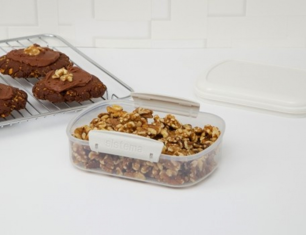 Burk för gryn, nötter mm, 685 ml, SISTEMA BAKE IT, Klar / Vit i gruppen Förvaring / Köksförvaring / Förvaringslådor och burkar hos SmartaSaker.se (40266)