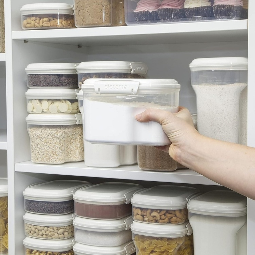 Burk för mjöl, gryn mm, 1,56 L, SISTEMA BAKE IT, Klar / Vit i gruppen Förvaring / Köksförvaring / Förvaringsburkar / Sistema förvaringsburkar hos SmartaSaker.se (40272)