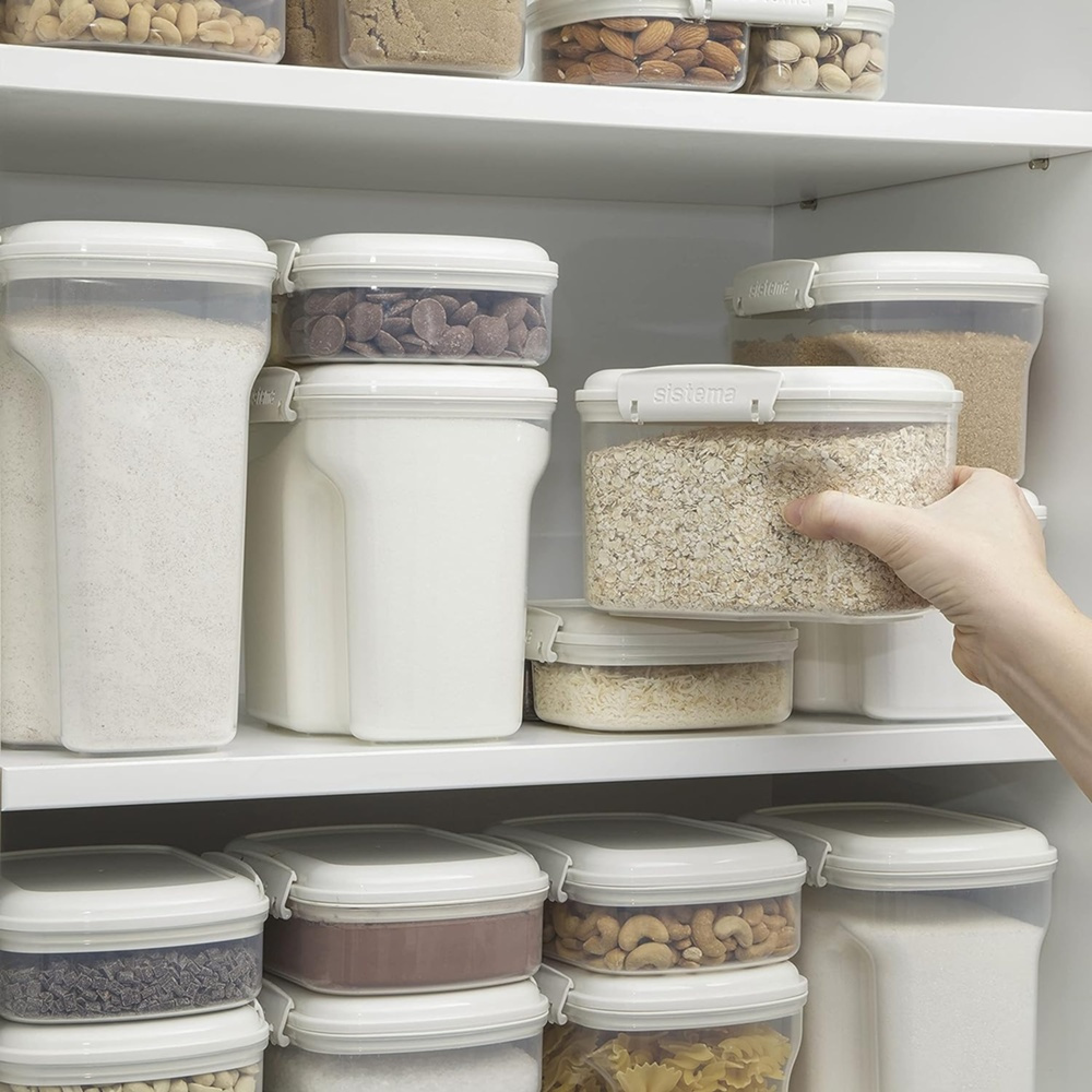 Burk för mjöl, gryn mm, 1,56 L, SISTEMA BAKE IT, Klar / Vit i gruppen Förvaring / Köksförvaring / Förvaringslådor och burkar / Sistema hos SmartaSaker.se (40272)