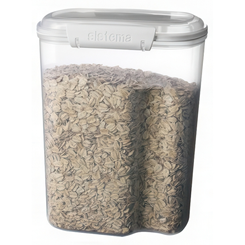 Burk för mjöl, gryn mm, 3,35 L, Med skopa, BAKE IT, Transparent / Vit i gruppen Förvaring / Köksförvaring / Förvaringsburkar / Sistema förvaringsburkar hos SmartaSaker.se (40273)