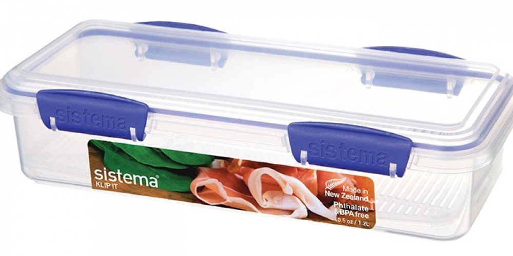 Burk för Pålägg, Långsmal, 1,2 L, DELI STORER, 11,5 x 27,6 x H 7 cm, Klar / Blå i gruppen Förvaring / Köksförvaring / Förvaringslådor och burkar hos SmartaSaker.se (40278)
