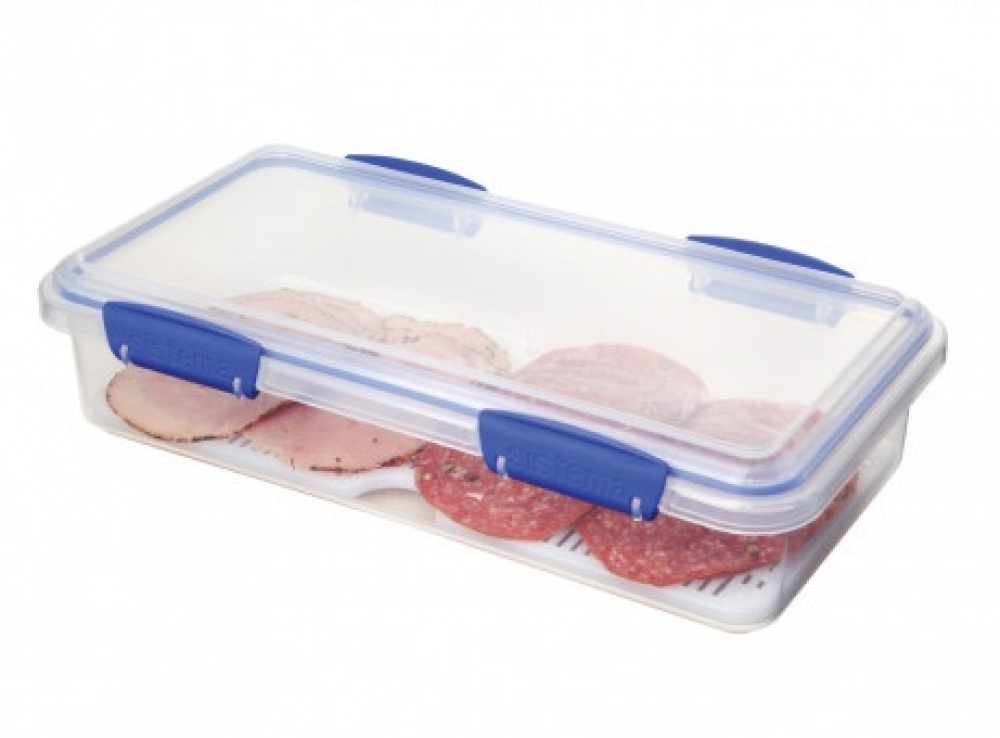 Burk för Pålägg, Långsmal, DELI STORER RECTANGLE LARGE, 1,75 L, Klar / Blå i gruppen Förvaring / Köksförvaring / Förvaringslådor och burkar hos SmartaSaker.se (40279)