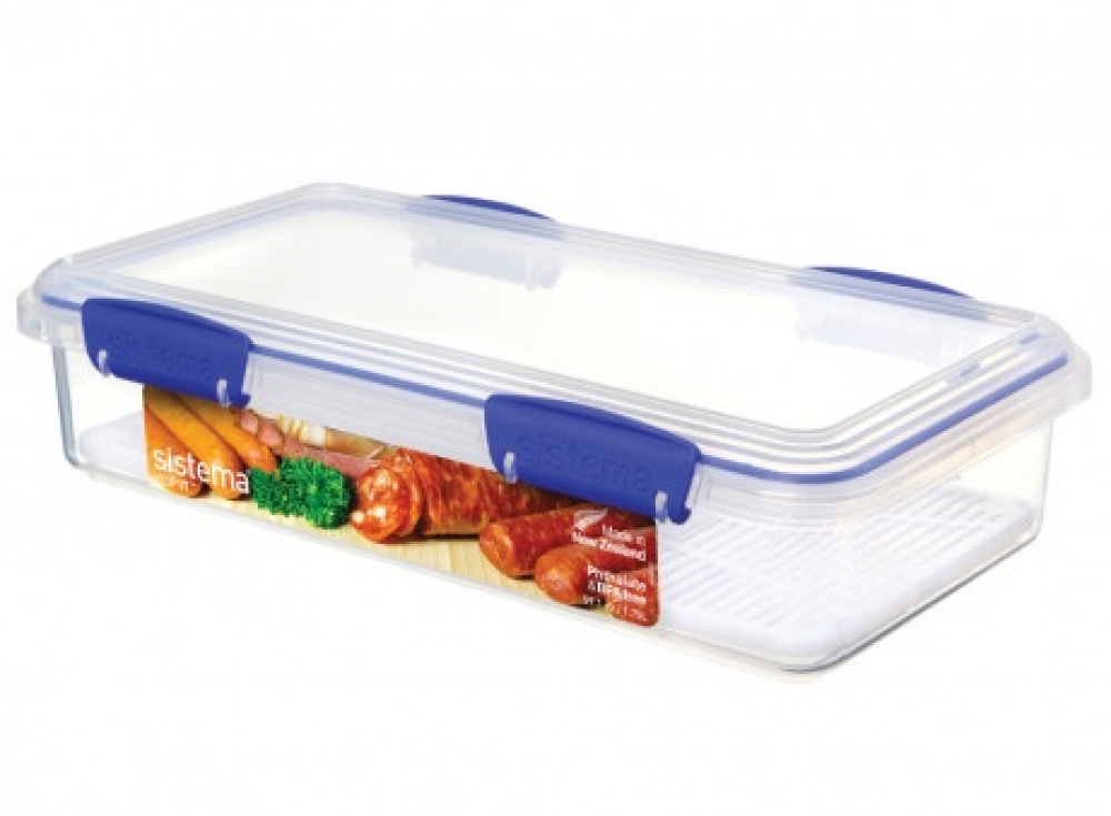 Burk för Pålägg, Långsmal, DELI STORER RECTANGLE LARGE, 1,75 L, Klar / Blå i gruppen Förvaring / Köksförvaring / Förvaringslådor och burkar hos SmartaSaker.se (40279)