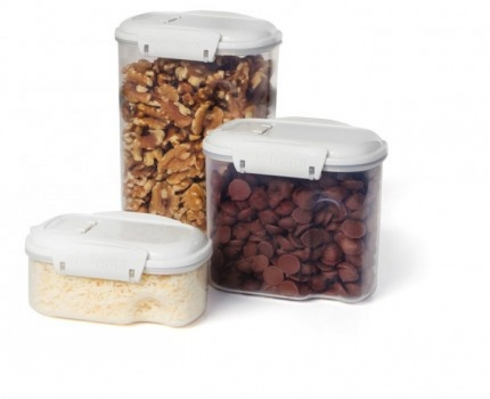 Burk för strössel mm, Liten, Flip lock, 285 ml, SISTEMA BAKE IT STACK & POUR, Klar / Vit i gruppen Förvaring / Köksförvaring / Förvaringslådor och burkar / Sistema hos SmartaSaker.se (40283)