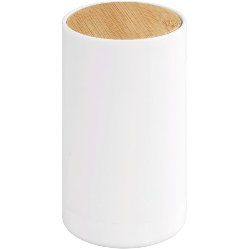 Burk för Tops, LARESA PUSH UP, Ø6,3 x H11,5 cm, Vit/ Natur i gruppen Förvaring / Badrumsförvaring hos SmartaSaker.se (40286)