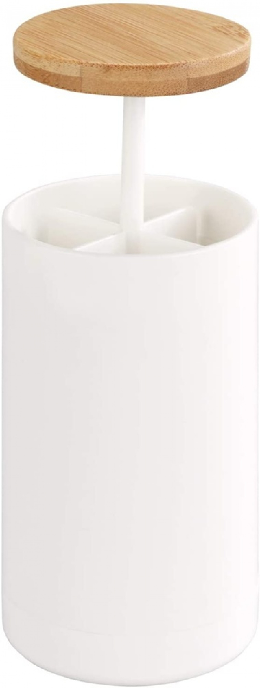Burk för Tops, LARESA PUSH UP, Ø6,3 x H11,5 cm, Vit/ Natur i gruppen Förvaring / Badrumsförvaring hos SmartaSaker.se (40286)