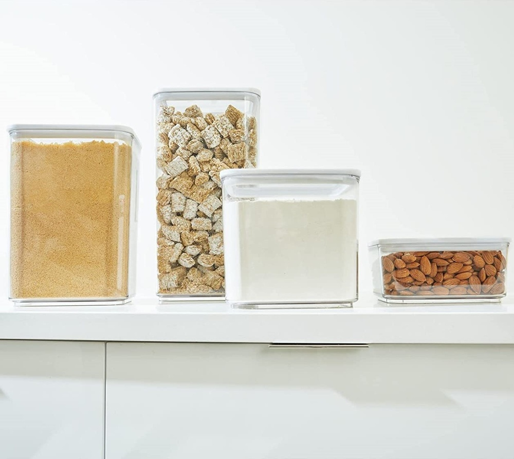 Burk för torrvaror, 0,8 L, PANSINO ECOZEN SMALL CANISTER, 16 x 12 x H 8 cm , Transparent / Vit i gruppen Förvaring / Köksförvaring / Förvaringslådor och burkar hos SmartaSaker.se (40287)