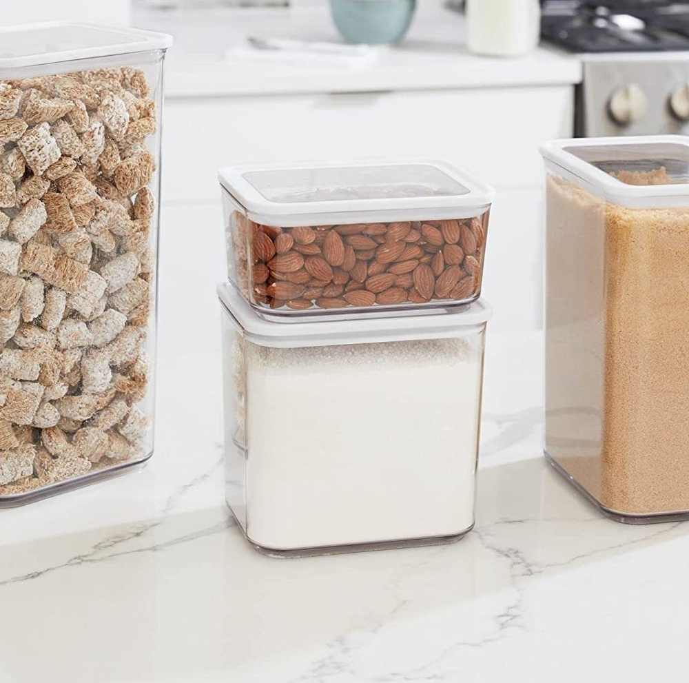 Burk för torrvaror, 0,8 L, PANSINO ECOZEN SMALL CANISTER, 16 x 12 x H 8 cm , Transparent / Vit i gruppen Förvaring / Köksförvaring / Förvaringslådor och burkar hos SmartaSaker.se (40287)