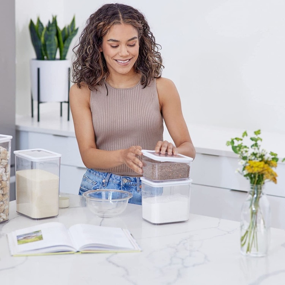 Burk för torrvaror, 0,8 L, PANSINO ECOZEN SMALL CANISTER, 16 x 12 x H 8 cm , Transparent / Vit i gruppen Förvaring / Köksförvaring / Förvaringsburkar hos SmartaSaker.se (40287)