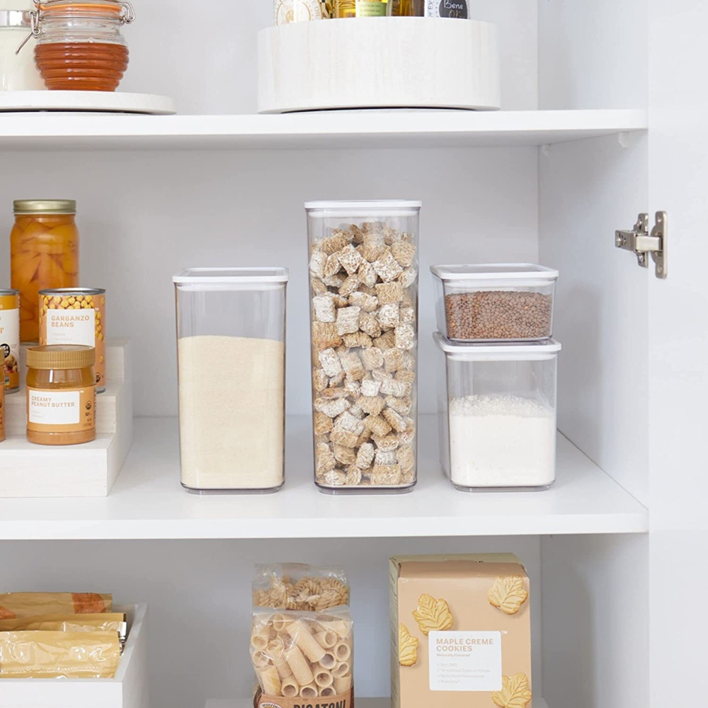Burk för torrvaror, 0,8 L, PANSINO ECOZEN SMALL CANISTER, 16 x 12 x H 8 cm , Transparent / Vit i gruppen Förvaring / Köksförvaring / Förvaringslådor och burkar hos SmartaSaker.se (40287)