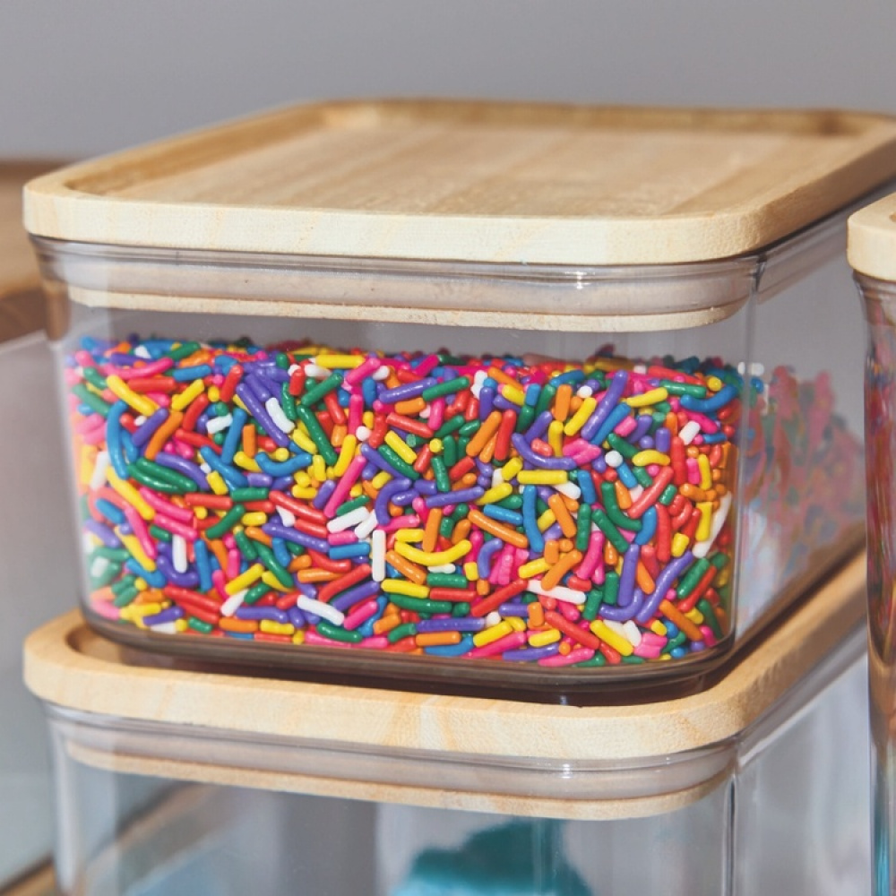 Burk för torrvaror, 0,8 L, PANSINO RPET SMALL CANISTER, 16 x 12 x H 8 cm , Transparent / Natur i gruppen Förvaring / Köksförvaring / Förvaringsburkar hos SmartaSaker.se (40288)