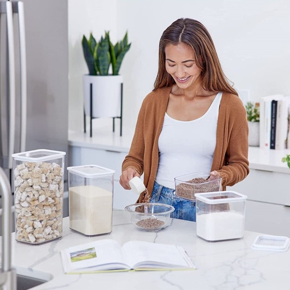 Burk för torrvaror, 4 L, PANSINO ECOZEN XL CANISTER, 16 x 12 x H 30,5 cm , Transparent / Vit i gruppen Förvaring / Köksförvaring / Förvaringsburkar hos SmartaSaker.se (40292)